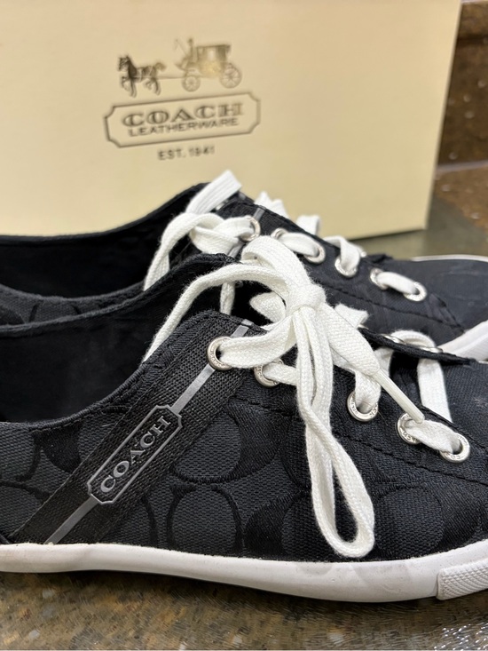 Coach Shoes - Coach Black Signature Canvas Sneakers with White Laces